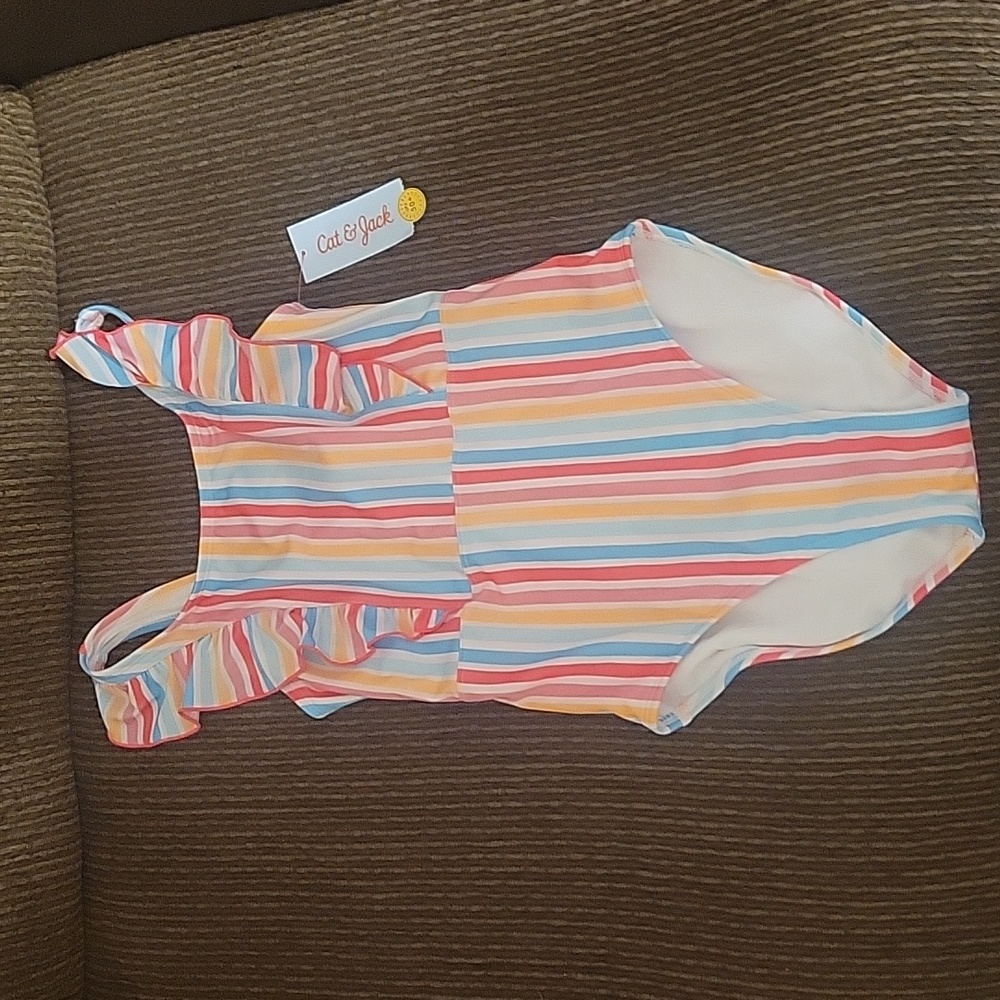 Girl striped swimsuit